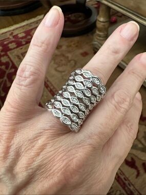 Wide Sterling-Style Marquise Stack Ring in Silver